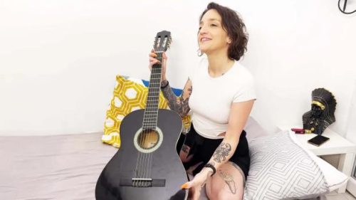 Lena takes a guitar lesson… but not only that
